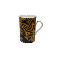 Coffee Mug Aboriginal Design - Fire Country Dreaming Design - Theo (Faye) Nangala Hudson