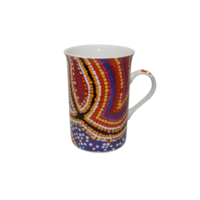 Coffee Mug Aboriginal Design - Snake Dreaming Design - Valma Nakamarra White