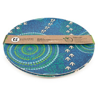 Plate Bamboo Aboriginal Design - Wet Design - Luther Cora (Set of 2)