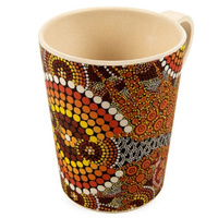 Coffee Mug Bamboo Aboriginal Design  -  Colours of the Land Design - Colin Jones 