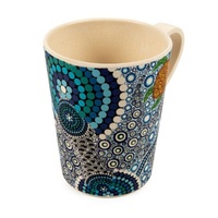Coffee Mug Bamboo Aboriginal Design  -  Colours of the Reef Design - Colin Jones