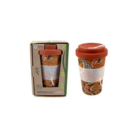 Coffee Cup Bamboo Aboriginal Design  - Colours of the Land Design - Colin Jones 