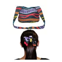 Cross Body Bag & Hair Scrunchie Aboriginal Design - Guduhu Galba (Rainbow River) - Jedess Hudson