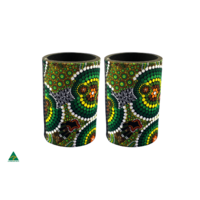 Stubby Cooler X2 Aboriginal Design - Colours of the Rainforest Design - Colin Jones 