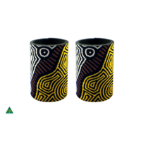 Stubby Cooler X2 Aboriginal Design - Fire Country Dreaming Design - Theo (Faye) Nangala Hudson