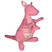 Plush Kangaroo & Baby Joey - Pink 