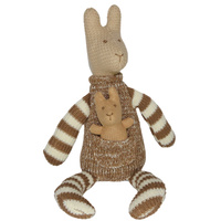 Plush Toy Kangaroo & Baby Joey - Brown/White Stripes 