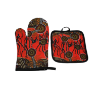 Oven Mitt and Pot Holder Set Aboriginal Design - Hunter & Gather Land - Colin Jones