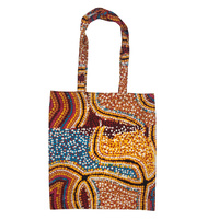 Enviro Canvas Bag Aboriginal Design - Snakes Dreaming Design -Valma Nakamarra White