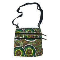 Cross Body Bag Aboriginal Design -  Colours of the Rainforest Design - Colin Jones